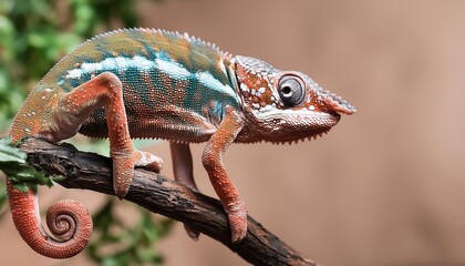 Close-up of a chameleon on a branch