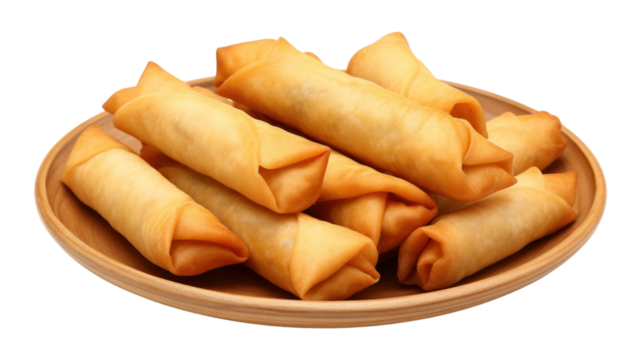 PNG 3d cartoon spring rolls plate food white background. desktop wallpaper