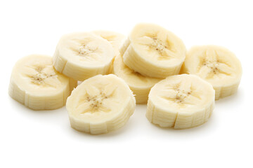 Banana slices isolated on white background
