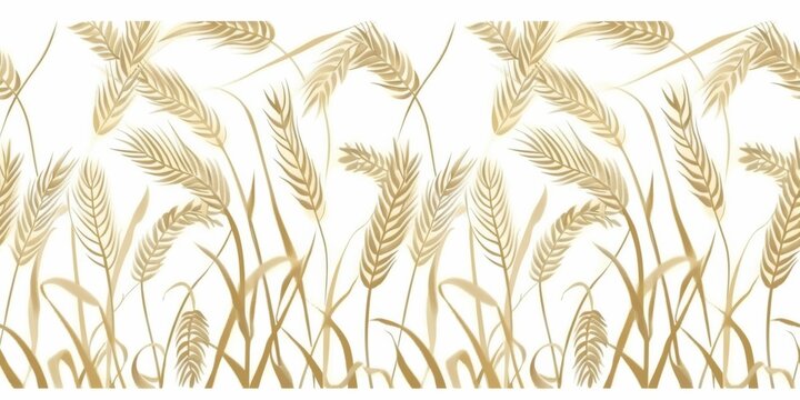 Elegant wheat white-gold pattern design showcasing nature's beauty, perfect for decorating dining spaces or agricultural themes