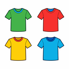 Set of 4 different t-shirt, white background