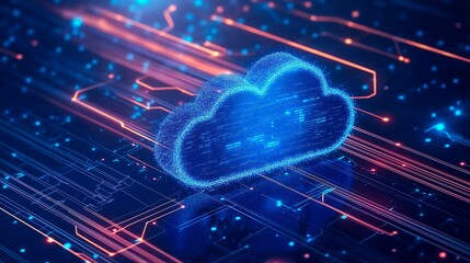 abstract cloud computing background with blue lines