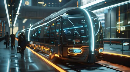Futuristic Electric Train Arriving at Station