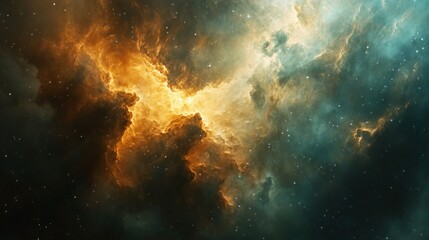 Nebulous Swirls of Orange and Green Cosmic Dust