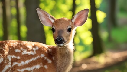 Close-up of a young deer in the woods