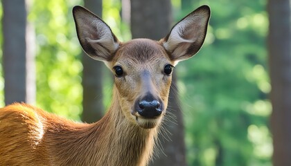 Fototapeta premium Close-up of a young deer in the woods