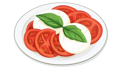 A plate of food with a tomato and basil garnish