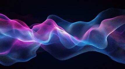 Fototapeta premium Abstract wave patterns in vibrant pink and blue against a dark background, creating a mesmerizing visual experience.