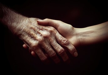 Fototapeta premium Young and Old Hands Intertwined: A Touch of Love and Support