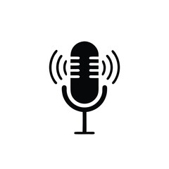 Podcast microphone sound wave vector illustration, isolated white background, 