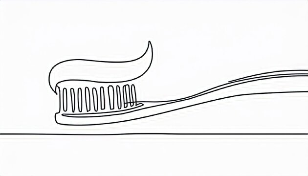 recommend clip art: Continuous one line drawing of toothbrush and toothpaste