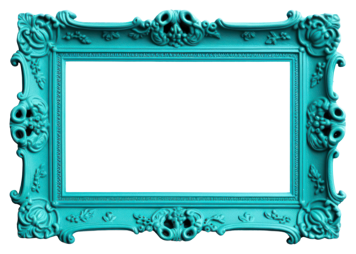 PNG Turquoise frame turquoise white background architecture.