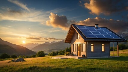 Obraz premium solar panels on a roof
