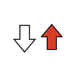 Up and down arrow, Push and Pull round warning vector illustration, isolated white background 