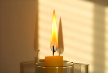 A tall flame rising from a candlewick create with ai