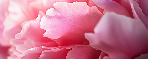 Fototapeta premium A macro close-up of vibrant pink peony petals with intricate folds and soft, silky textures, creating a lush, romantic background.