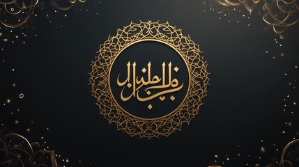 Fototapeta premium Islamic Calligraphy Design with Golden Ornament