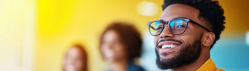 Obraz premium Empathetic Business Meeting with Colleagues Listening Attentively - Compassionate Communication in the Workplace with Copy Space for Text