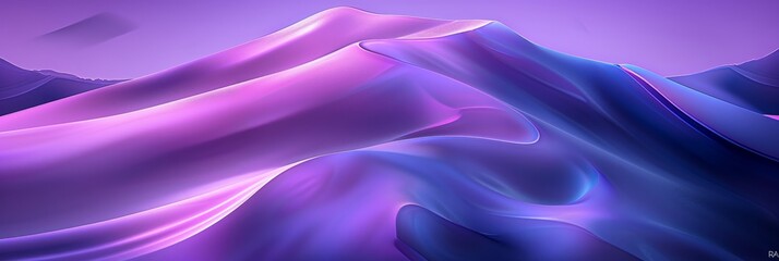 Obraz premium A purple and blue desert landscape with a mountain in the background