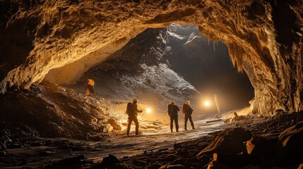 Explorers in a Majestic Cave