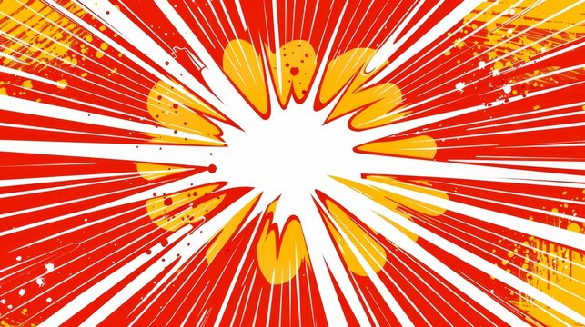 A red and yellow explosion with a white background - Powered by Adobe