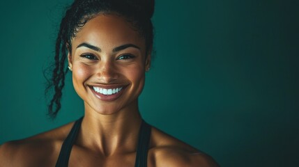 Close-up Portrait of a Smiling Woman with Curly Hair