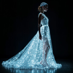 Luminous Fashion: Woman in Futuristic Gown