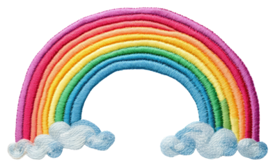 PNG Rainbow in embroidery style on the white background