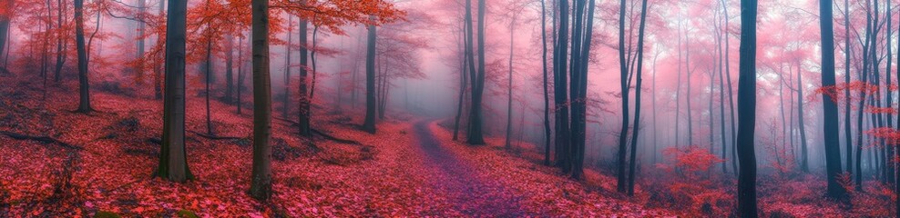 An autumn forest in Lorraine, France with tree silhouettes. A close-up of beech trees.