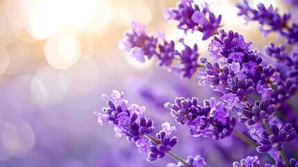 Obraz premium Stunning sunset illuminating vibrant lavender fields, creating a picturesque natural landscape view