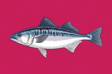 Fototapeta premium Stylized Fish Illustration on Pink Background