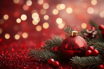 Decoration Chrismas Tree red, Bokeh effect