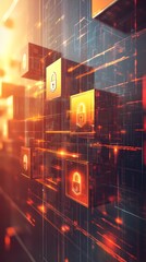 The lock is surrounded by a red border