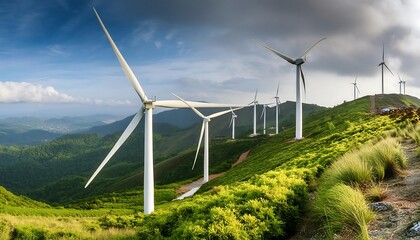 Wind turbines on a scenic hilltop