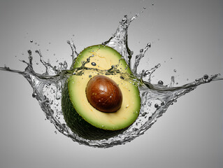 Falling avocado in water