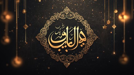 Elegant Arabic Calligraphy with Golden Ornament