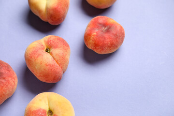Sweet fig peaches on blue background