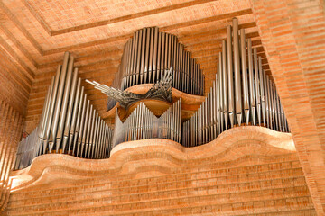 beautiful shrine musical organ pipes, Santuario de Torreciudad, a spectacular Marian shrine in...