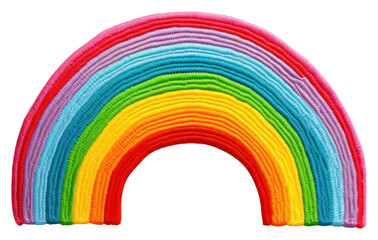 Obraz premium PNG Rainbow in embroidery style on the white background