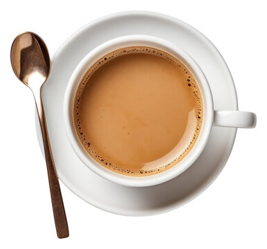 PNG An espresso coffee cup top view on the white background
