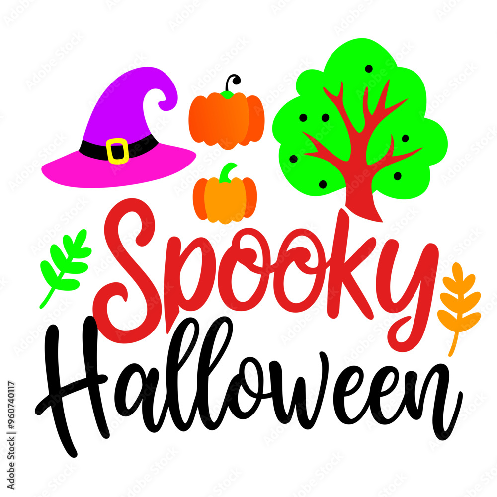 Poster Spooky Halloween typography sublimation t shirt design and clipart