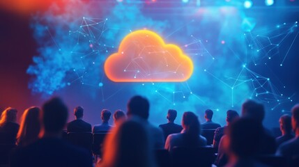 Cloud Computing Conference: Audience Gazing at a Digital Cloud Symbol