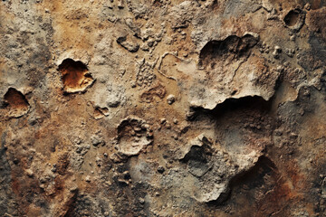 Fototapeta premium A brown textured surface with a rugged, pitted texture, similar to volcanic rock, adding a sense of ruggedness and depth.
