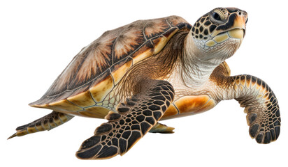 Obraz premium PNG A sea turtle swimming on the white background