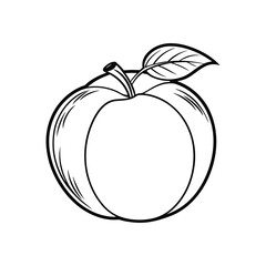 Apricot or Nectarine vector icon set in black color on white background .