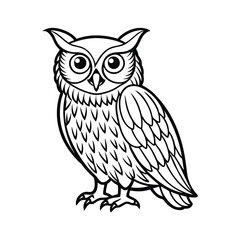 Owl line out  illustration vector icon on white background.