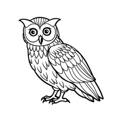 Owl line out  illustration vector icon on white background.