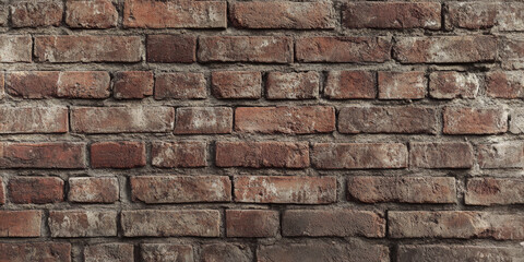 Fototapeta premium A textured, brown brick wall with visible imperfections, set in an outdoor setting with natural light.