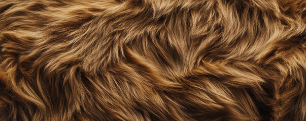 Naklejka premium A fur textured surface with thick, layered strands, offering a rich, warm texture with varied tones and depths.
