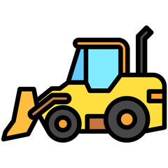 Naklejka premium Backhoe Loader lineal multi color icon. related to heavy machinery industry, construction theme. best for UI, UX, app and web development.